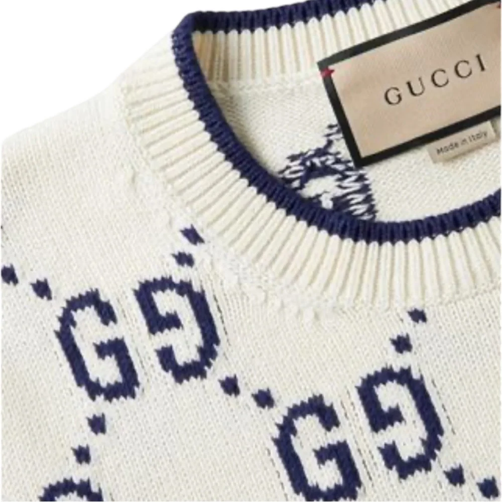 Gucci Men's White Logo Crewneck Sweater